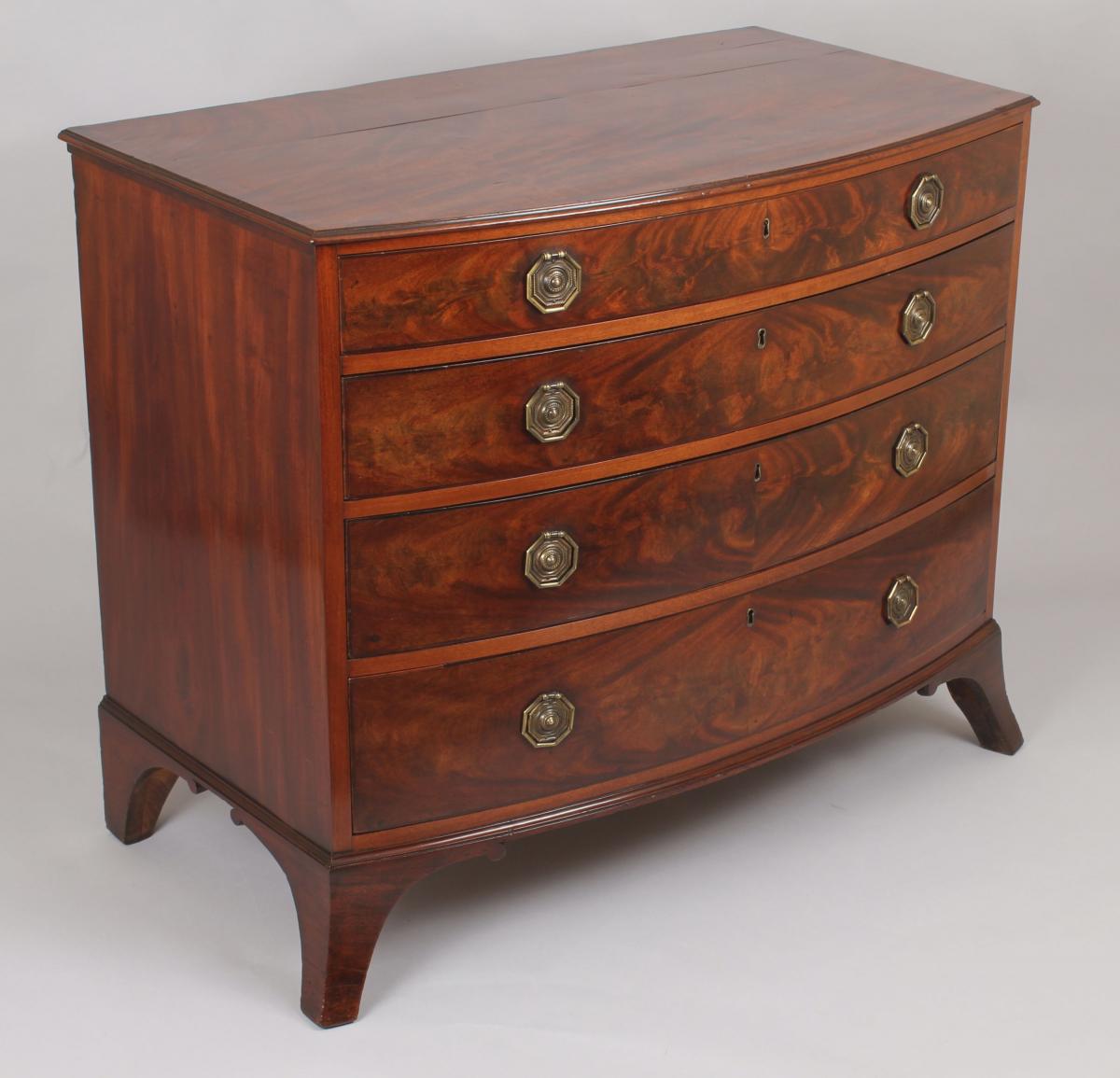 George Iii Period Mahogany Bow Fronted Chest Of Drawers Bada